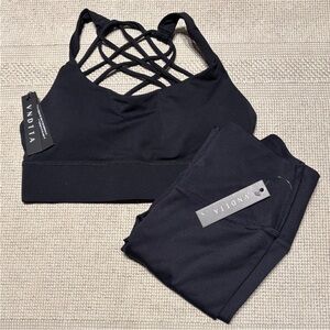 Black Crisscross Sports Bra and Legging Set